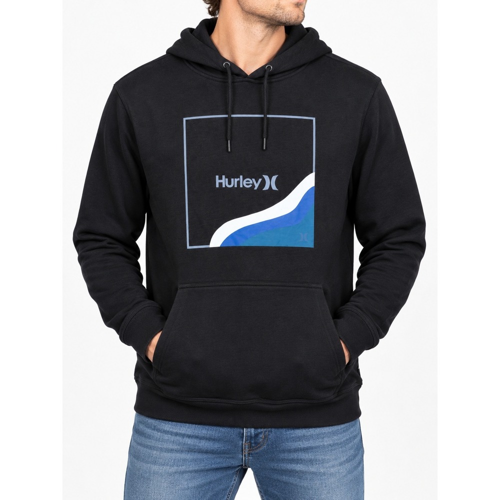 Hurley Mens Black Graphic Hoodie MFT0009200 Surf Skate Fleece Sweatshirt Medium
